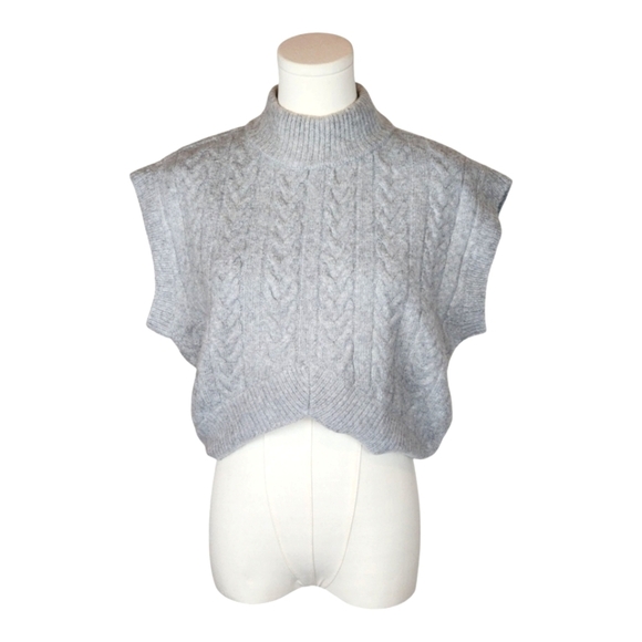 Versona Gray Cable Knit Sleeveless Turtleneck Sweater Vest Small Preppy - Picture 1 of 7
